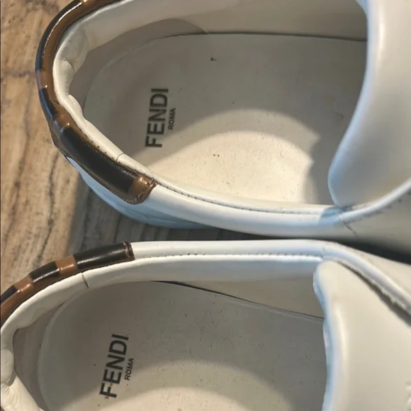 Fendi White and Brown Monogram Sneakers - Picture 2 of 6